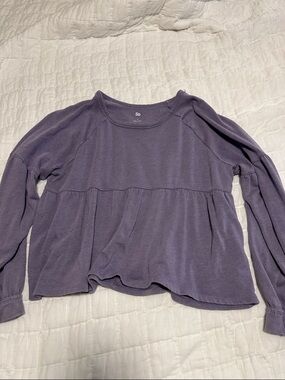 SO Lavender Peplum Long-Sleeve Sweatshirt